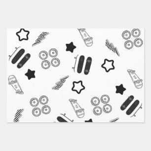 Skateboarding Wrapping Paper Flat Sheet Set 3 Geschenkpapier Set