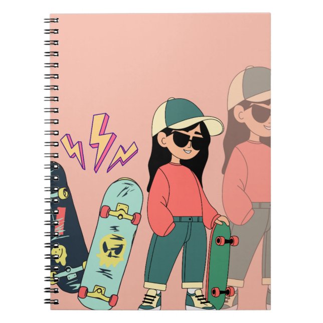 Skateboardmädchen Notizblock (Vorderseite)