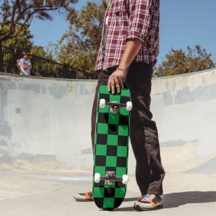 Skateboards Schwarzes und Grünes Schachbrett HAMbW