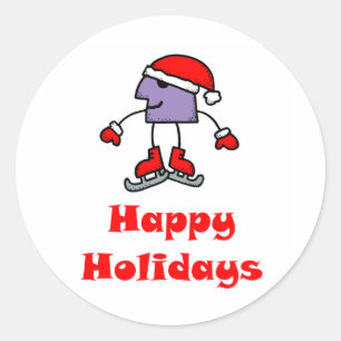 SkateChick Happy Holidays Runder Aufkleber