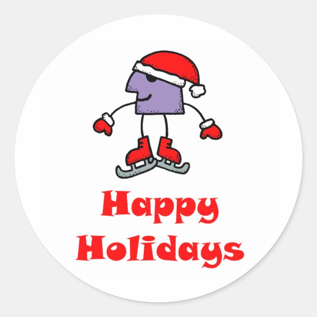 SkateChick Happy Holidays Runder Aufkleber (Vorderseite)