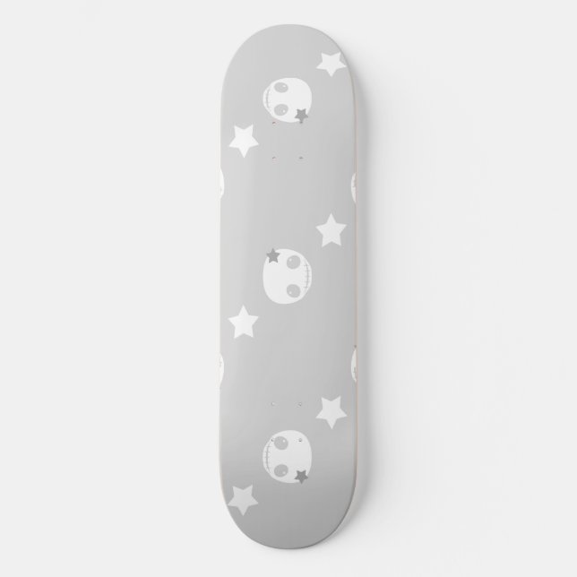 Skatedeck Grau und Weiß Skateboard (Vorderseite)