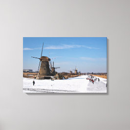 Skaten an den Windmühlen im Winter Leinwanddruck