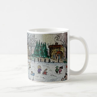 Skaten auf dem gefrorenen Kanal Kaffeetasse