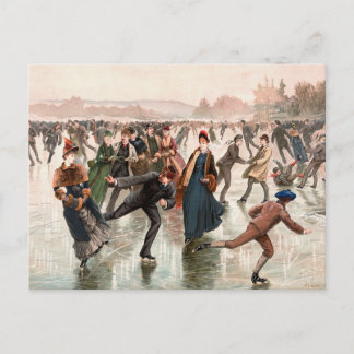 Skaten auf der Vintagen Ice-Illustration Postkarte