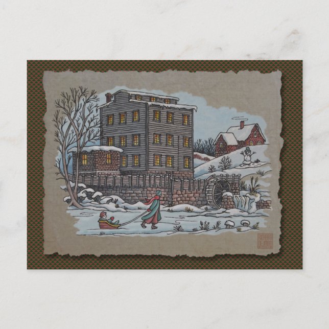 Skaten auf Gristmill Pond Postkarte (Vorderseite)