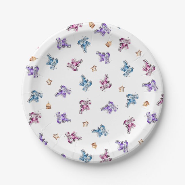 Skaten Birthday Plate, Ice-Skaten-Party Pappteller (Vorderseite)