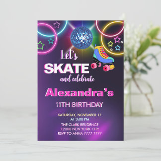 Skaten Disco Party Geburtstag Einladung