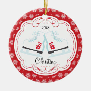 Skaten-Eis-Skate-datierte Weihnachtsverzierung Keramik Ornament