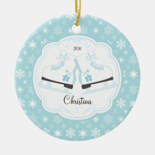 Skaten-Eis-Skate-datierte Weihnachtsverzierung Keramikornament