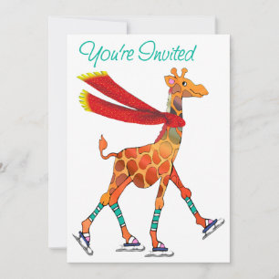 Skaten Giraffe mit Scarf Einladung