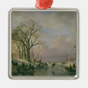 Skaten in Holland Silbernes Ornament