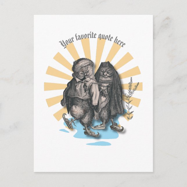 Skaten Owls Retro Style Nostalgisches Design Postkarte (Vorderseite)
