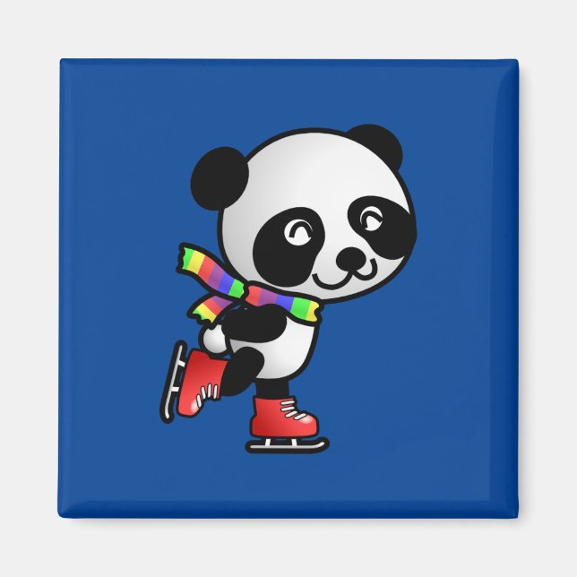 Skaten Panda, niedlich und farbenfroh Magnet (Vorne)