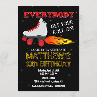 Skaten Party Einladung, Roller Skate Einladung