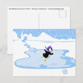 Skaten Penguin Christmas Feiertagspostkarte