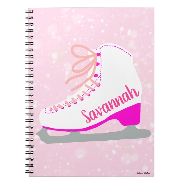 Skaten "personalisiert Ice Skate Rosa Schnee" Notizblock (Vorderseite)