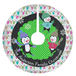 Skaten Pinguine Personalisiert Holiday Tree Skirt Polyester Weihnachtsbaumdecke