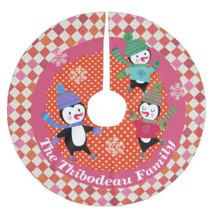 Skaten Pinguine Personalisiert Holiday Tree Skirt Polyester Weihnachtsbaumdecke