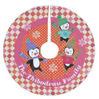 Skaten Pinguine Personalisiert Holiday Tree Skirt  Polyester Weihnachtsbaumdecke