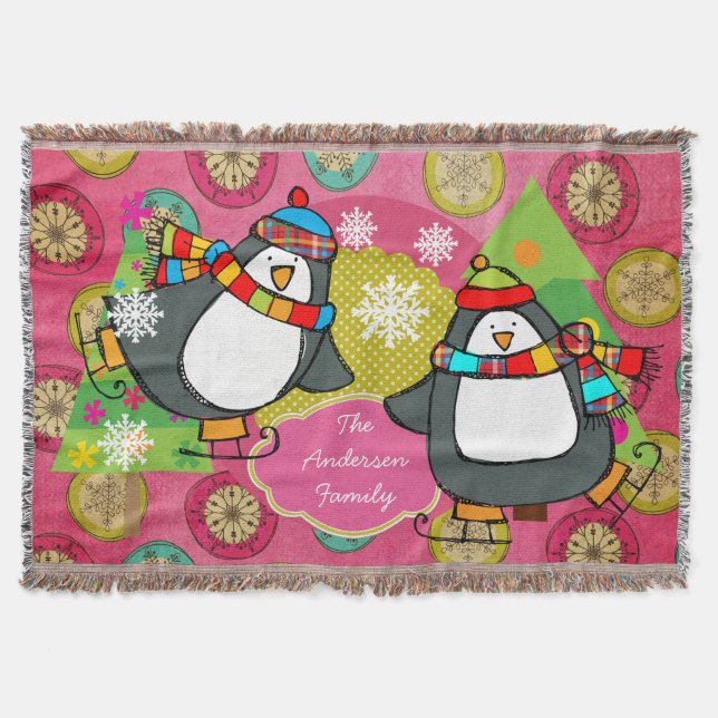 Skaten Pinguine und Weihnachtsbaumen Decke (Vorderseite)
