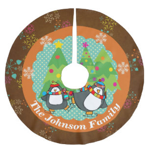 Skaten-Pinguine und Weihnachtsbaumrock 3 Polyester Weihnachtsbaumdecke