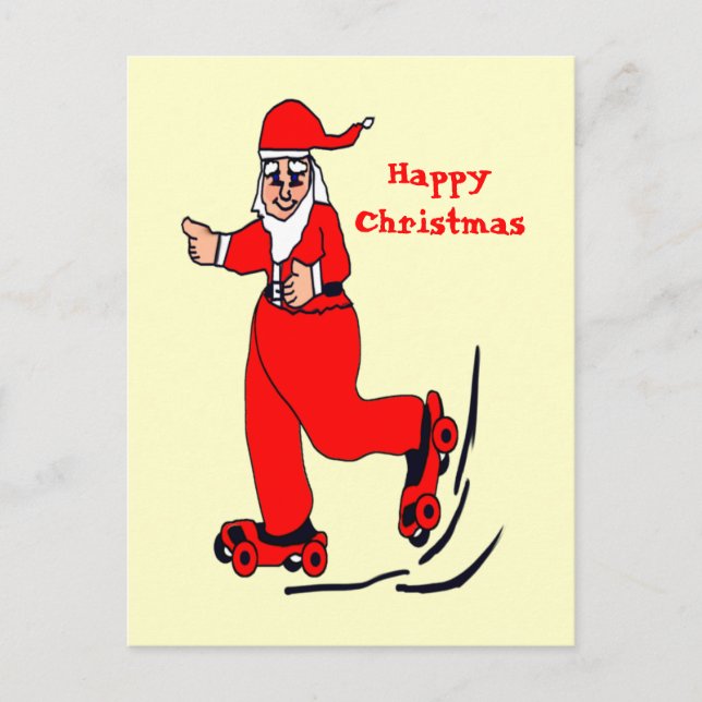 Skaten Santa Feiertagspostkarte (Vorderseite)