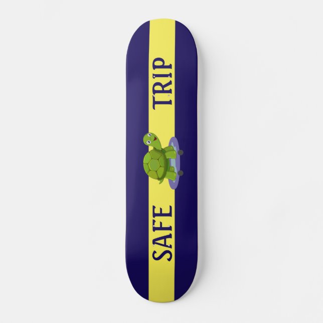 Skaten-Schildkröte und Kalligraphie auf blau und g Skateboard (Vorderseite)