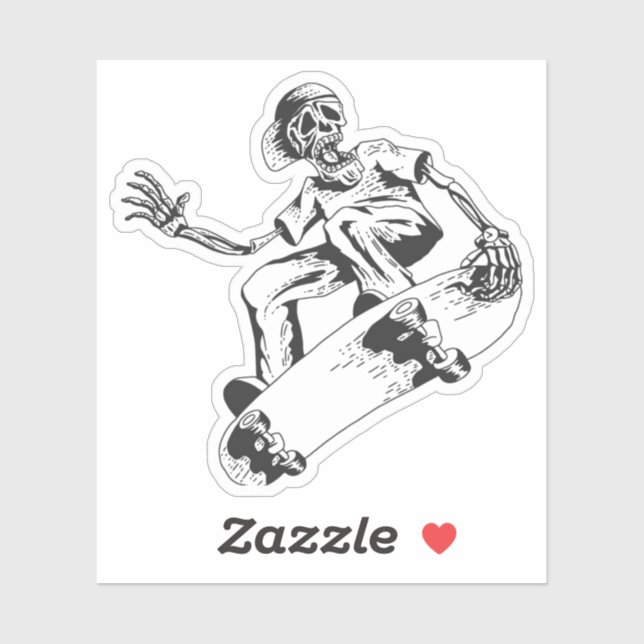 Skaten Skeleton-Skateboard Aufkleber (Blatt)