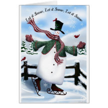 Skaten Snowman Weihnachtskarte