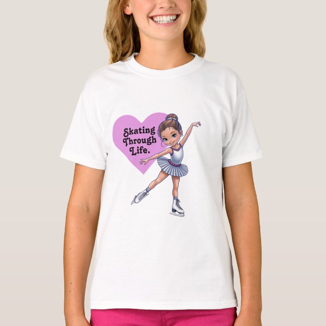 "Skaten Through Life" Ice Skater T - Shirt (Vorderseite)