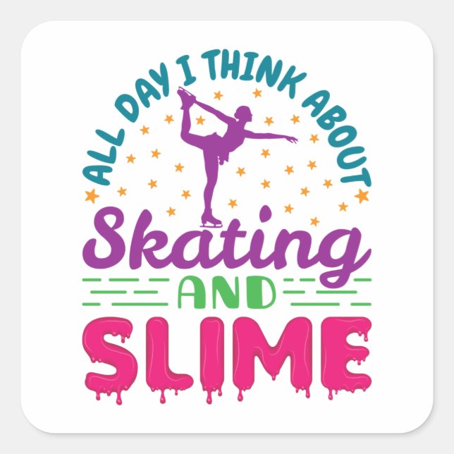 Skaten und Niedlicher Skater für Ice Quadratischer Aufkleber (Vorderseite)