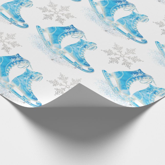 Skaten und Schneeflocken Geschenkpapier (Ecke)