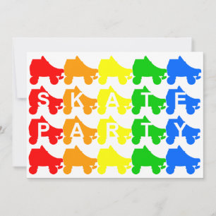 Skateparty: Regenbogen-Vierräder Einladung