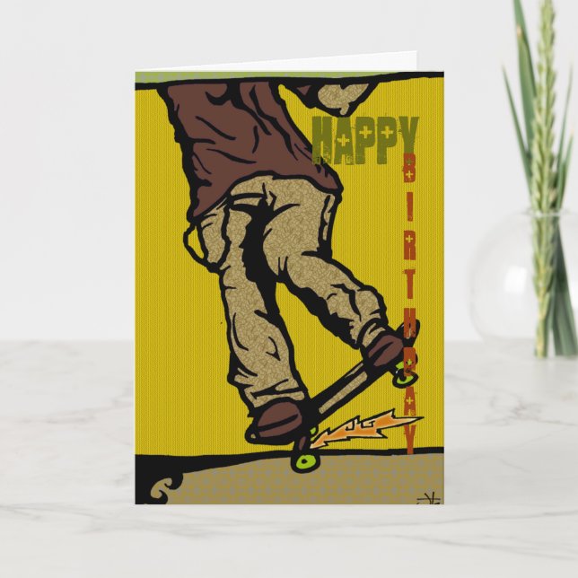 Skater2, glücklich, Geburtstag Karte (Vorderseite)
