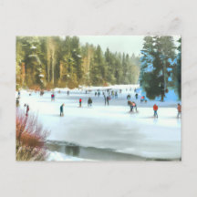 Skater auf einem Teich Wasserfarbener Winter Lands