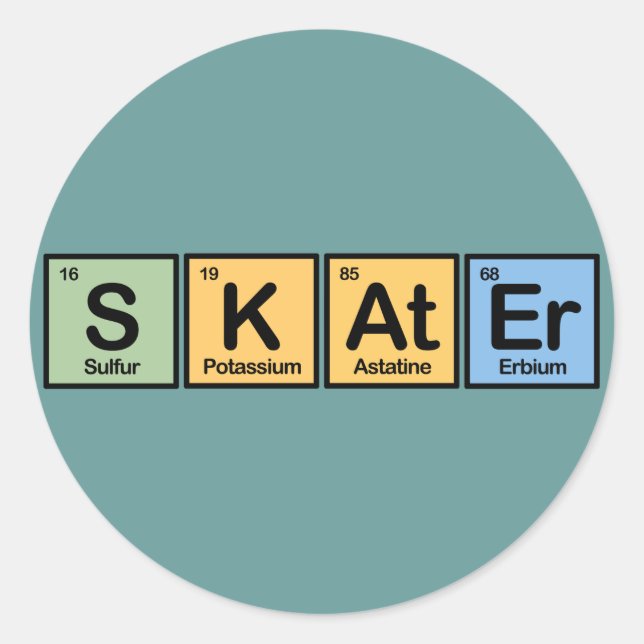 Skater aus Elementen Runder Aufkleber (Vorderseite)