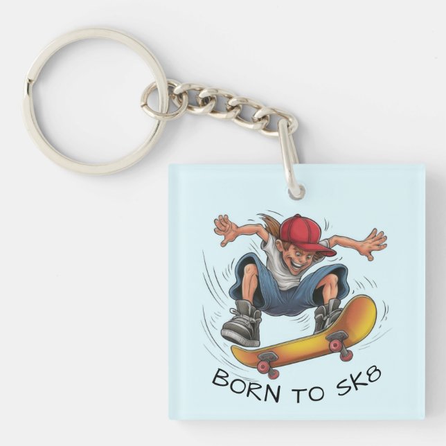 Skater Boy Skateboarding Schlüsselanhänger (Vorderseite)