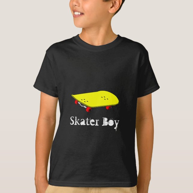 Skater-Boy-Slogan mit cooler gelber Skateboard T-Shirt (Vorderseite)