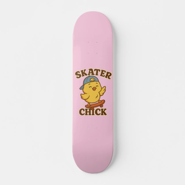 Skater Chick - Niedlich Street Style T-Shirt Skateboard (Vorne)