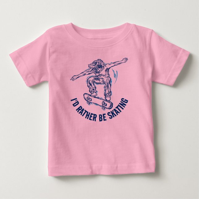Skater, der mitten in der Luft fährt, statt Skaten Baby T-shirt (Vorderseite)