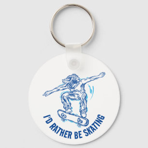 Skater, der mitten in der Luft fährt, statt Skaten Schlüsselanhänger