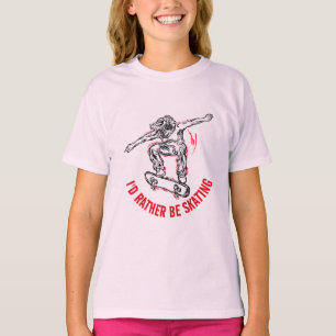 Skater, der mitten in der Luft fährt, statt Skaten T-Shirt