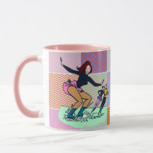 Skater der rosa Retro-Abbildung
