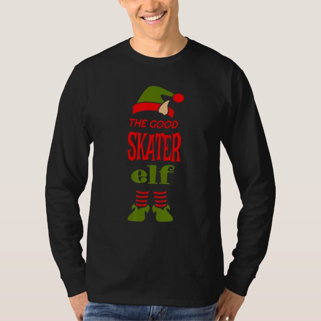 SKATER Elf Good Christmas Matching Pajama Party T-Shirt (Vorderseite)