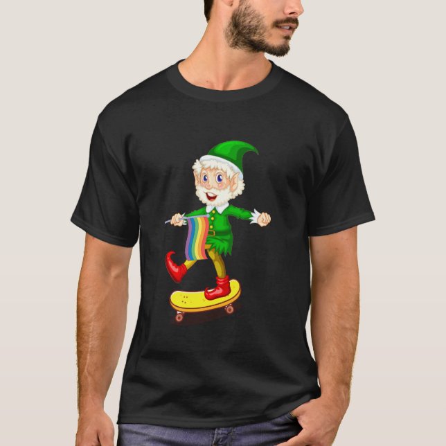 Skater Elf Weihnachten Niedlich Lgbt Q Gay Pride X T-Shirt (Vorderseite)