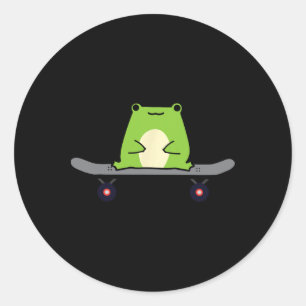 Skater Frosch Kaulquappe Amphibie Skateboard fahre Runder Aufkleber