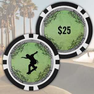 Skater-Geschenk für Enkel Custom Green Poker Chip