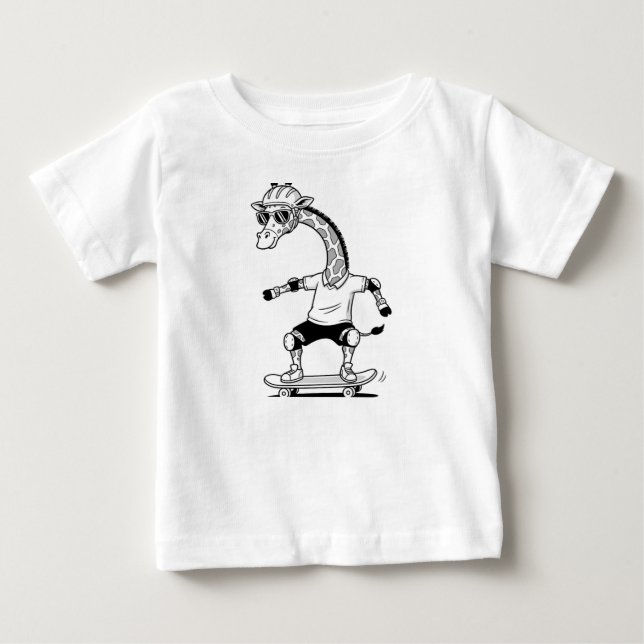 Skater Giraffe Baby T-shirt (Vorderseite)