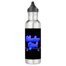 Skater Girl Blue Mauve Graffiti Skateboard Edelstahlflasche